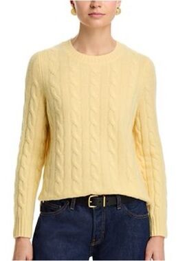 Cashmere Studio cashmere wool cable knit sweater yellow small